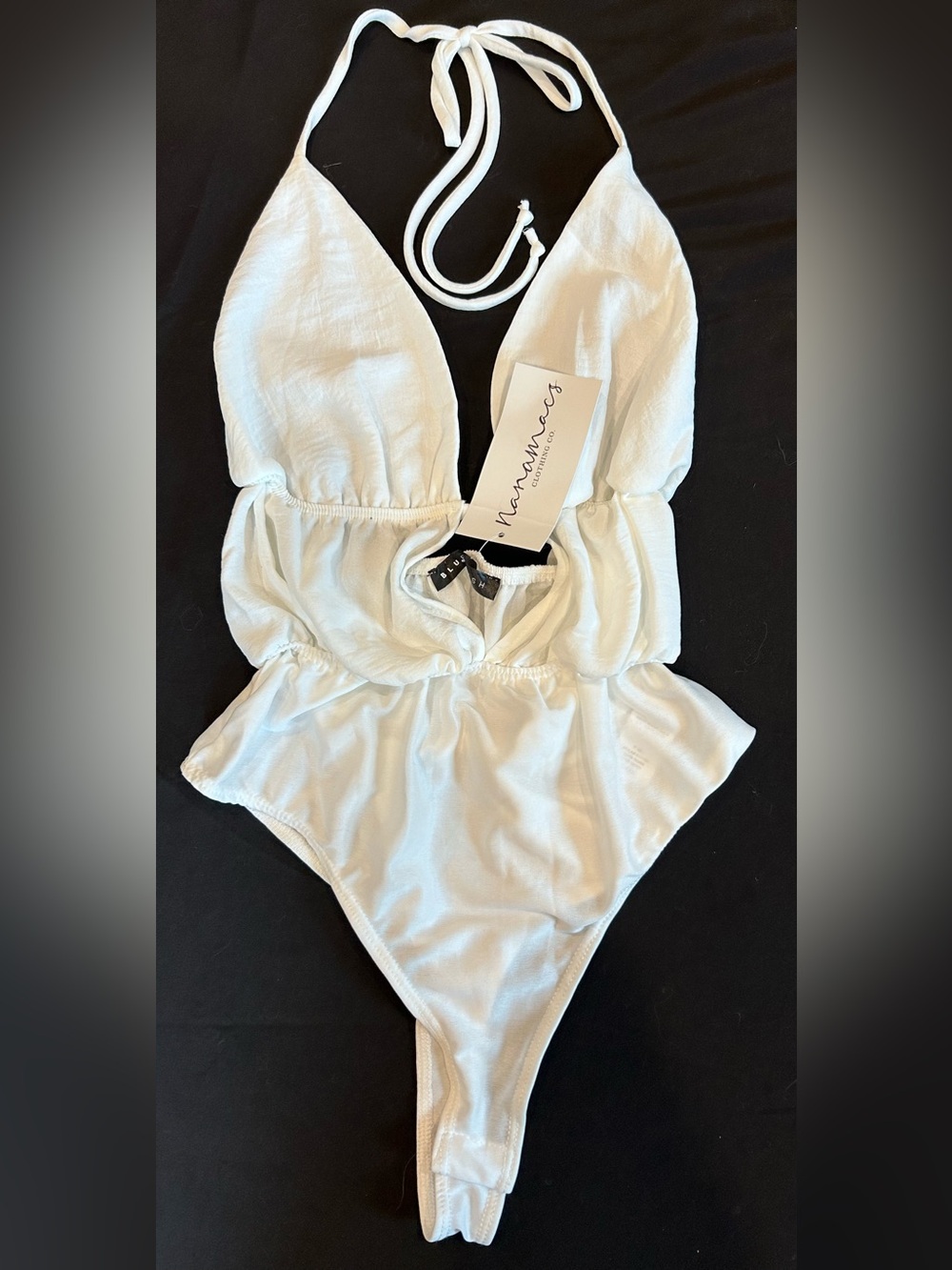 ◾️NEW! BluBlush/NanaMacs White One-Piece Bodysuit Halter Style